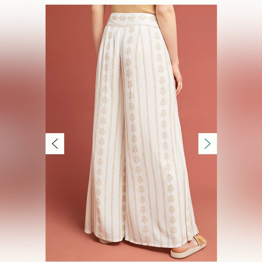 NWOT Anthropologie Farm Rio Everly Tie Front Waist Wide Leg Summer Beach Pants M - Picture 3 of 9